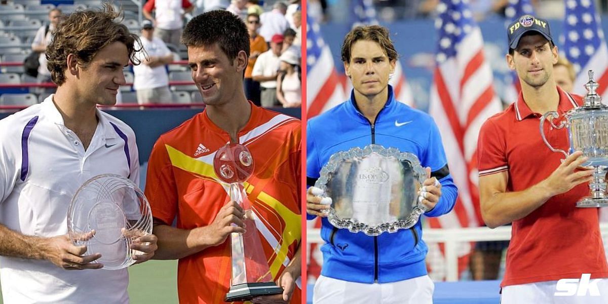 Roger Federer and Novak Djokovic (L) and Rafael Nadal and Djokovic (R ) 