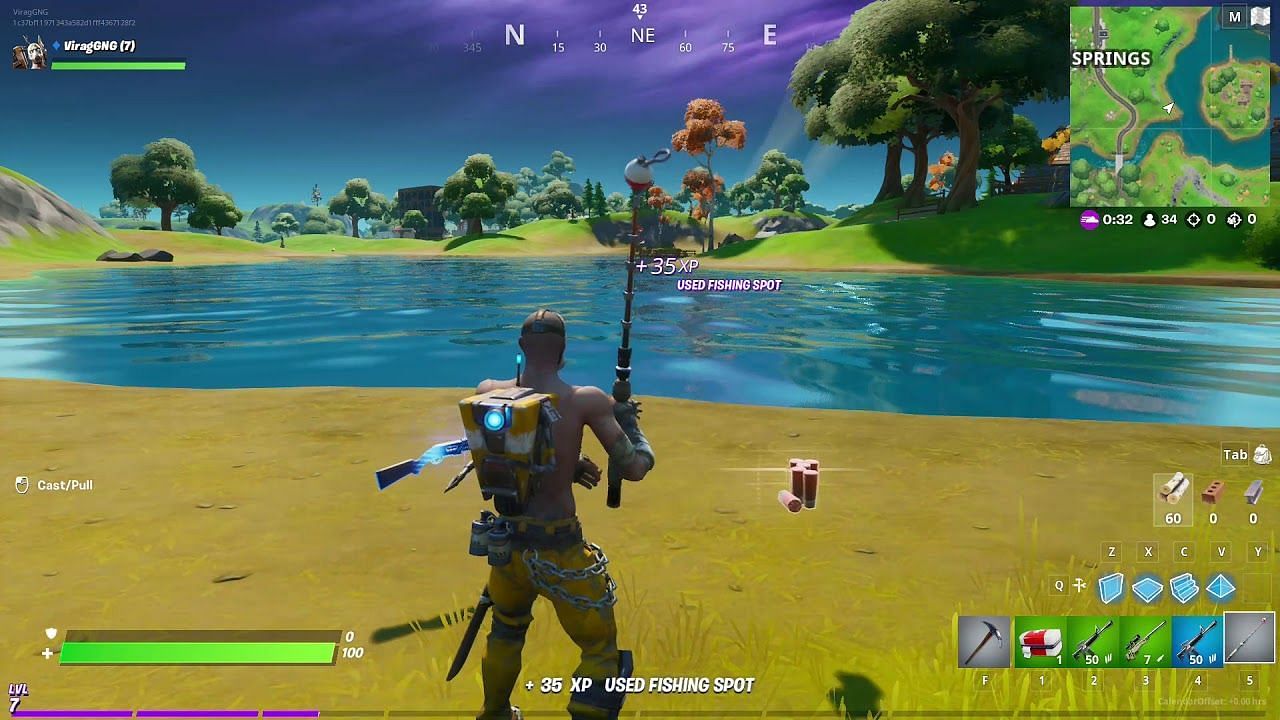 You need to cast the rod into the water (Image via Epic Games)