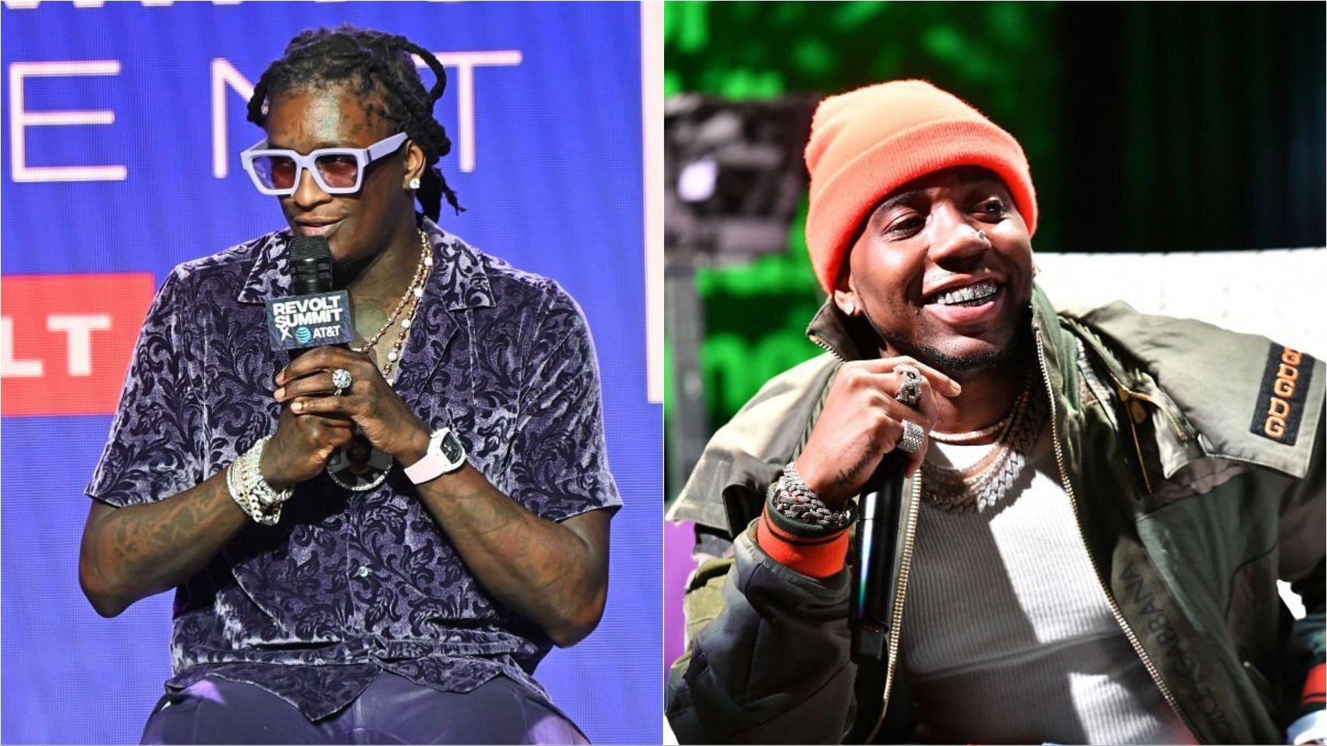 Young Thug and YFL Lucci&#039;s rivalry started back in 2017 (Images via Paras Griffin/Getty Images)