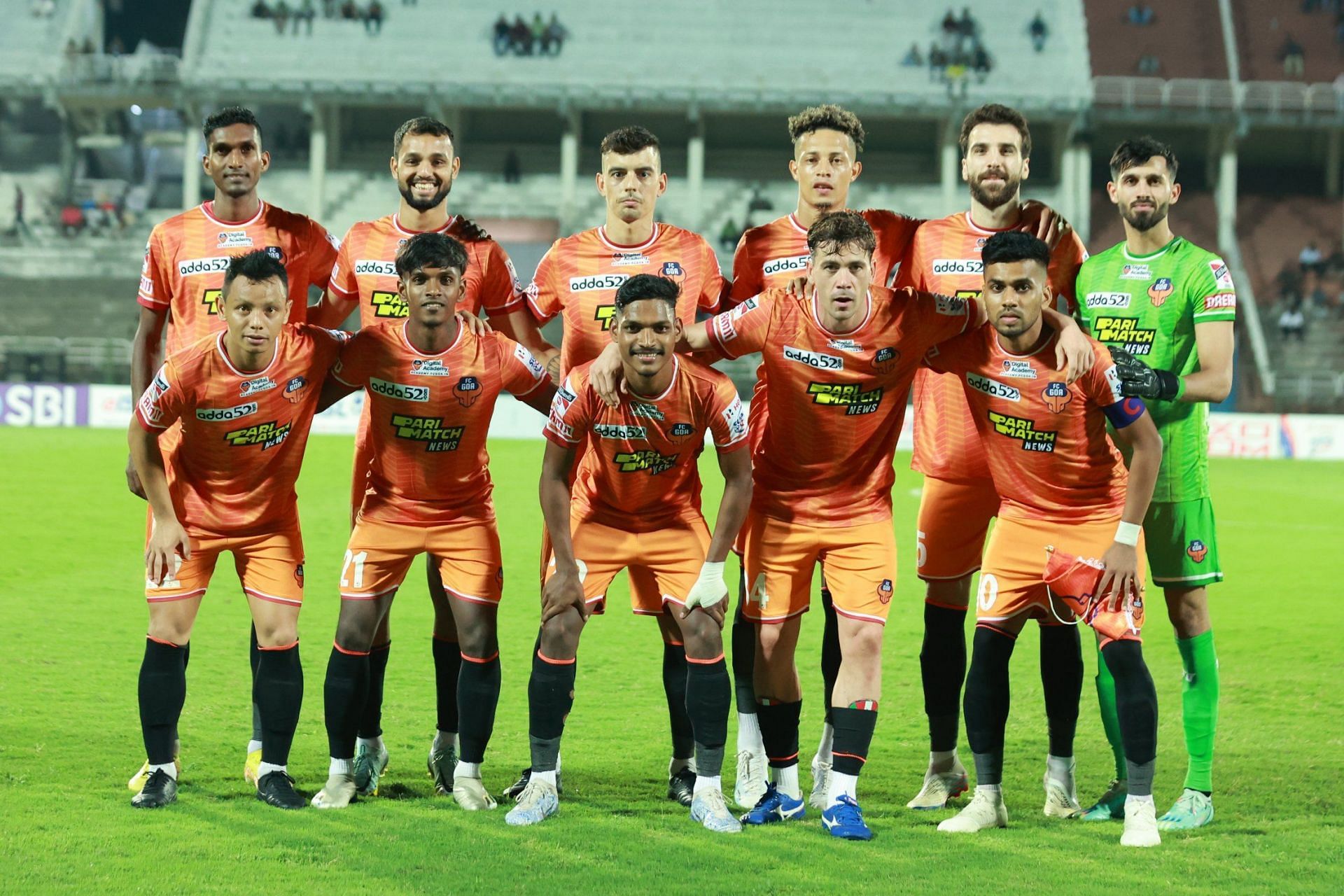 FC Goa players posing ahead of their match against Jamshedpur FC.