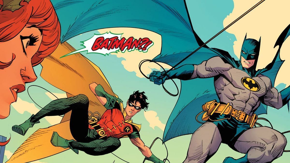 The boy wonder, Robin, leaps into action alongside his mentor, Batman (Image via DC Comics)