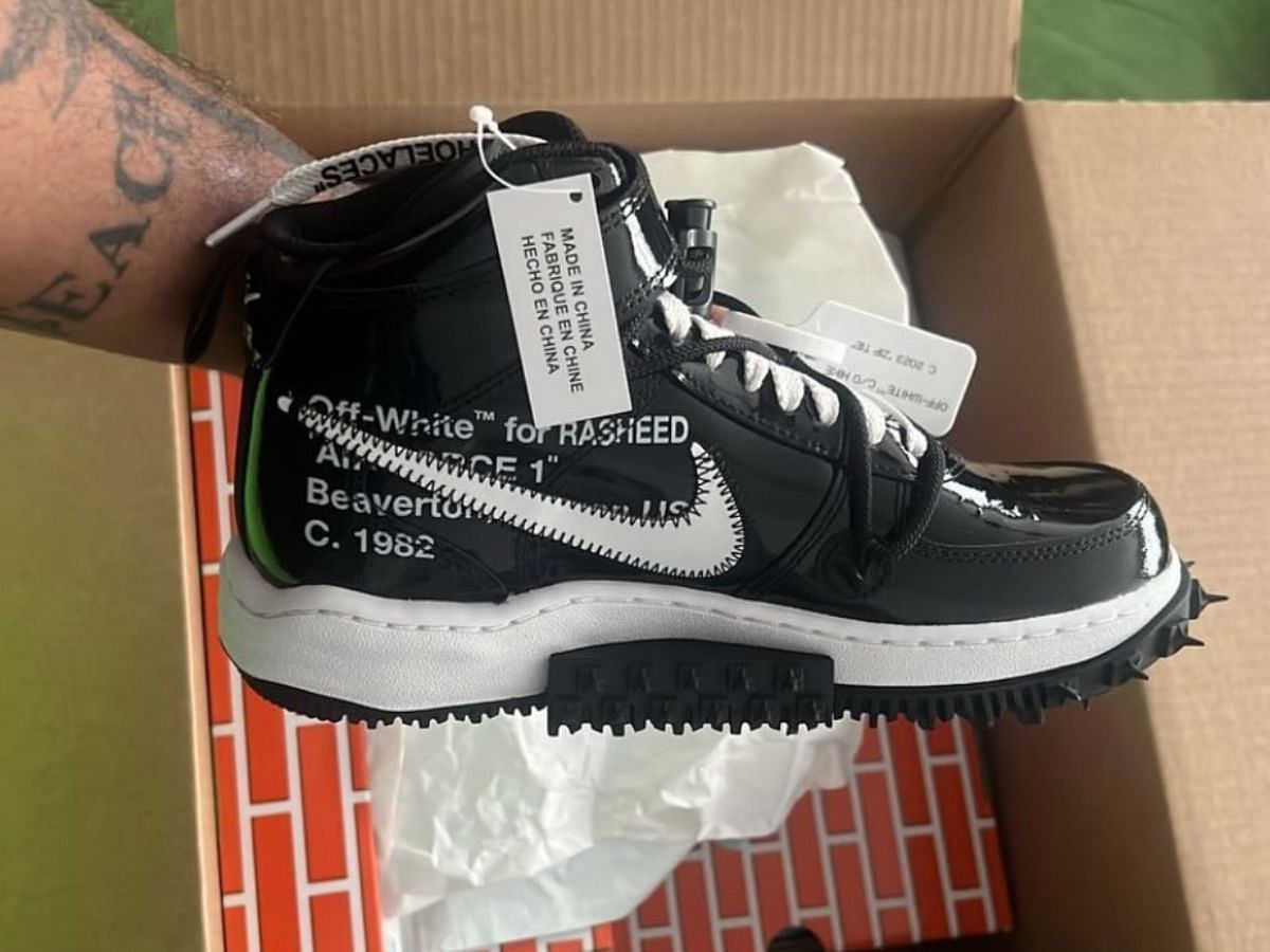 Upcoming Nike x Off-White Air Force 1 Mid &quot;Sheed&quot; sneakers (Image via @hypeneverdies / Twitter)