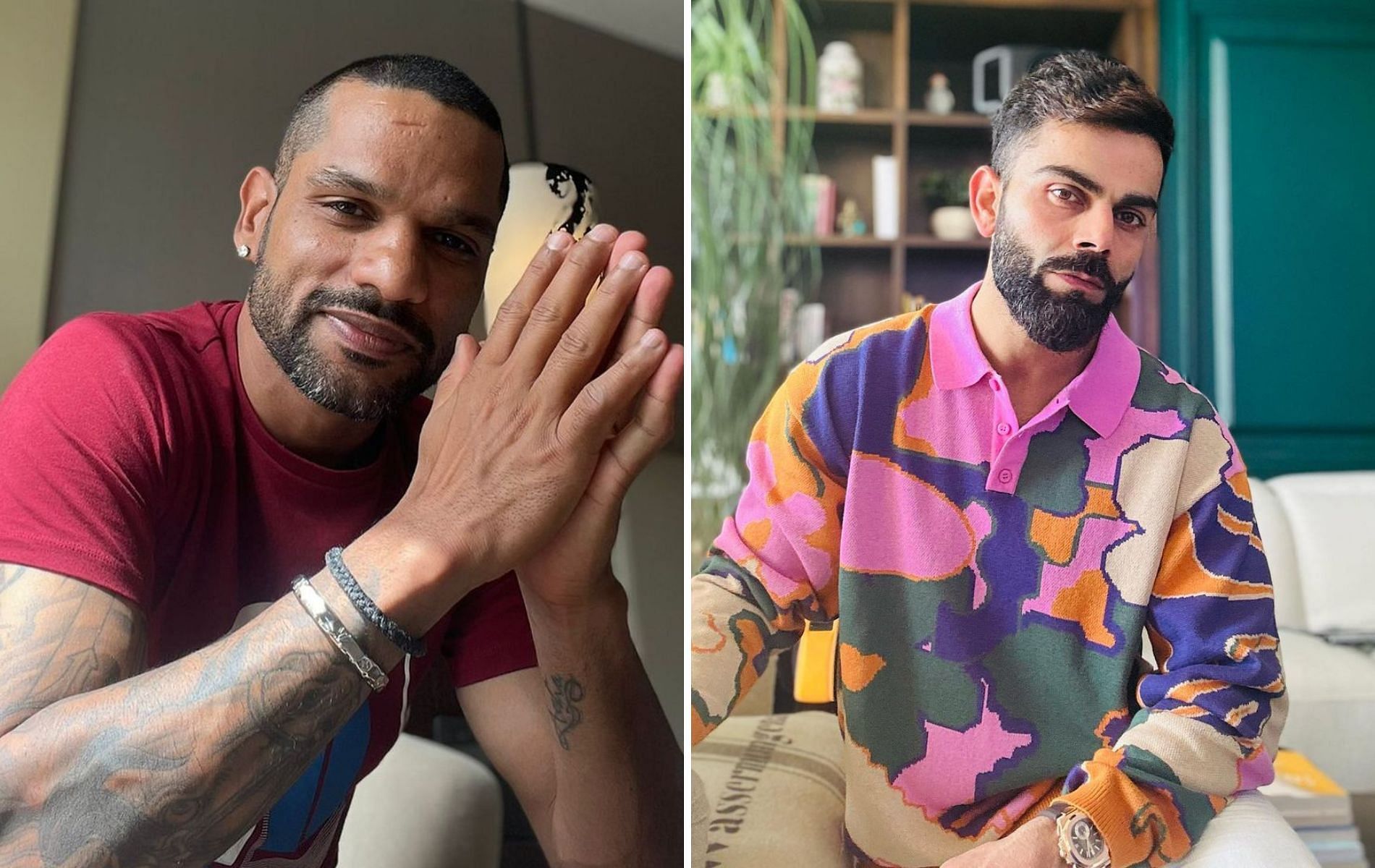 Shikhar Dhawan (L) and Virat Kohli (R). (Pics: Instagram)