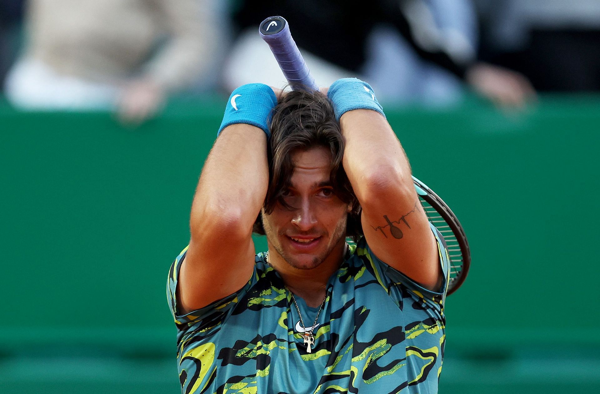 Lorenzo Musetti after beating Novak Djokovic at the Rolex Monte-Carlo Masters.