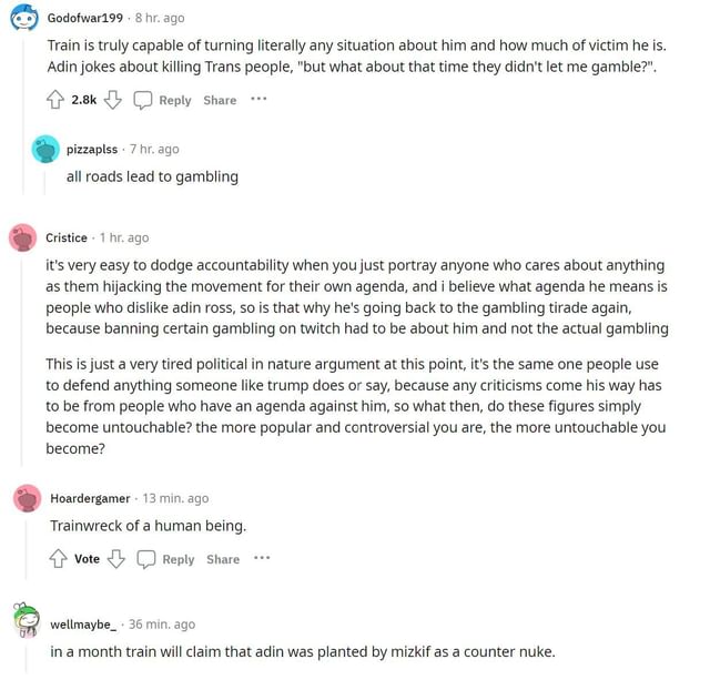 Trainwreckstv says people who are calling for Adin Ross&rsquo; ban are