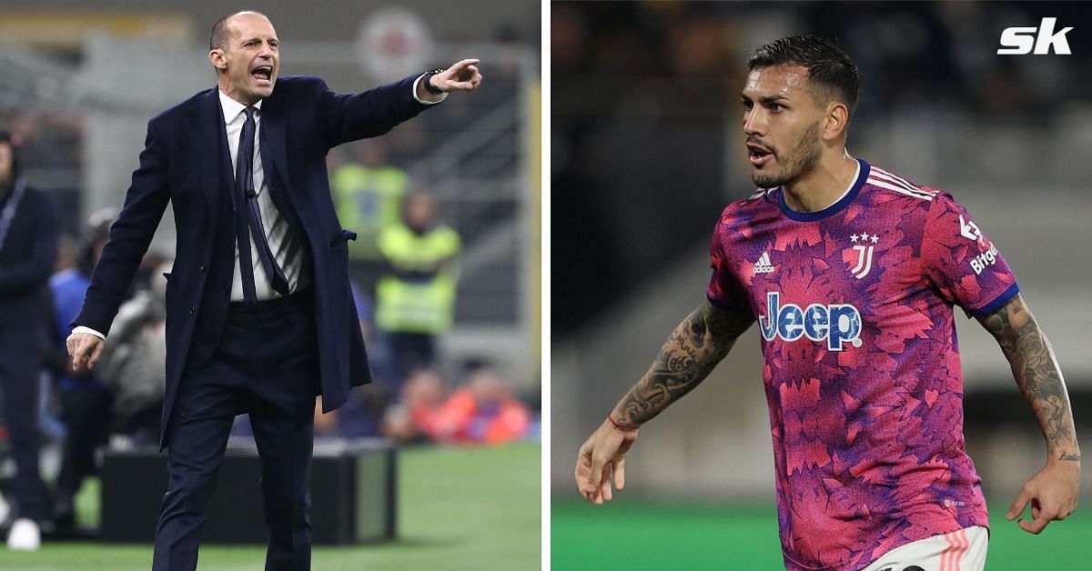 Leandro Paredes (R) and Allegri (L) clashed in a Juventus training session.