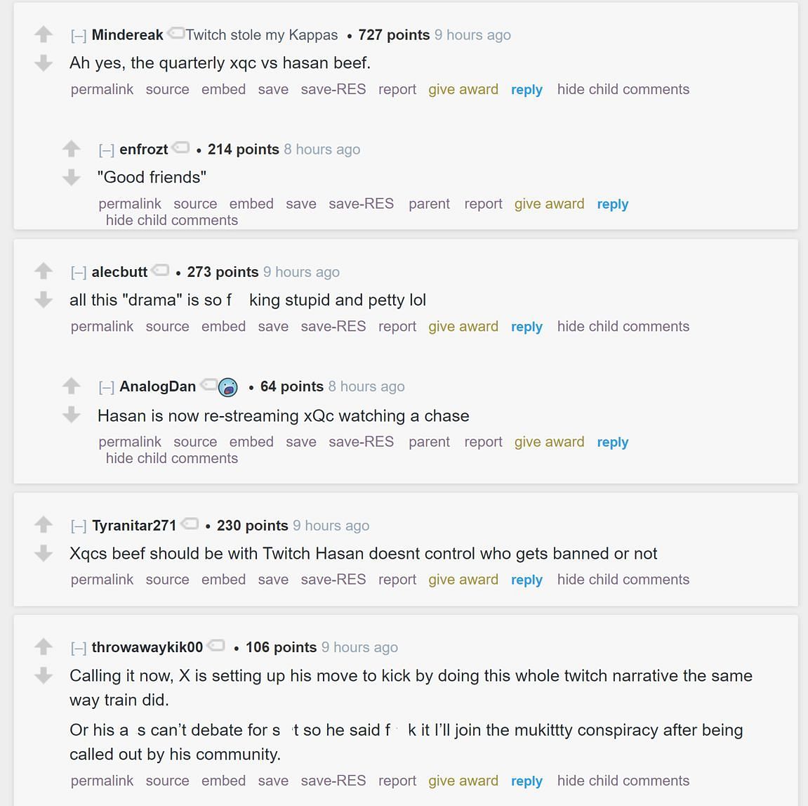 Fans on Reddit reacting to the streamer&#039;s response (Image via r/LivestreamFail subreddit)