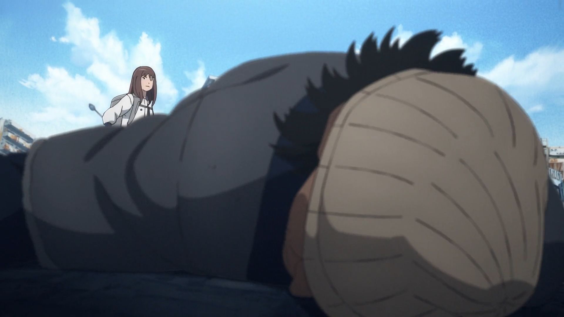 Kiruko beats up the last thug in episode 5 of Heavenly Delusion (Image via Production I.G)