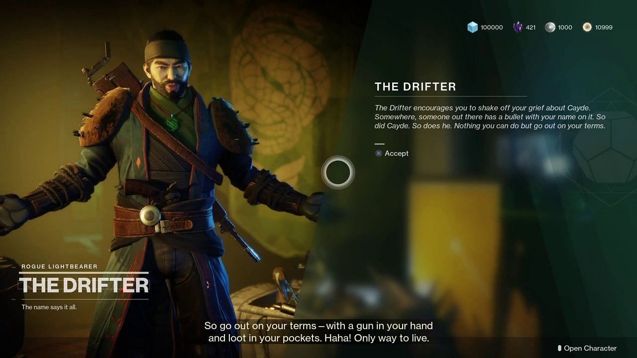 Gambit vendor, Drifter (Image via Destiny 2)