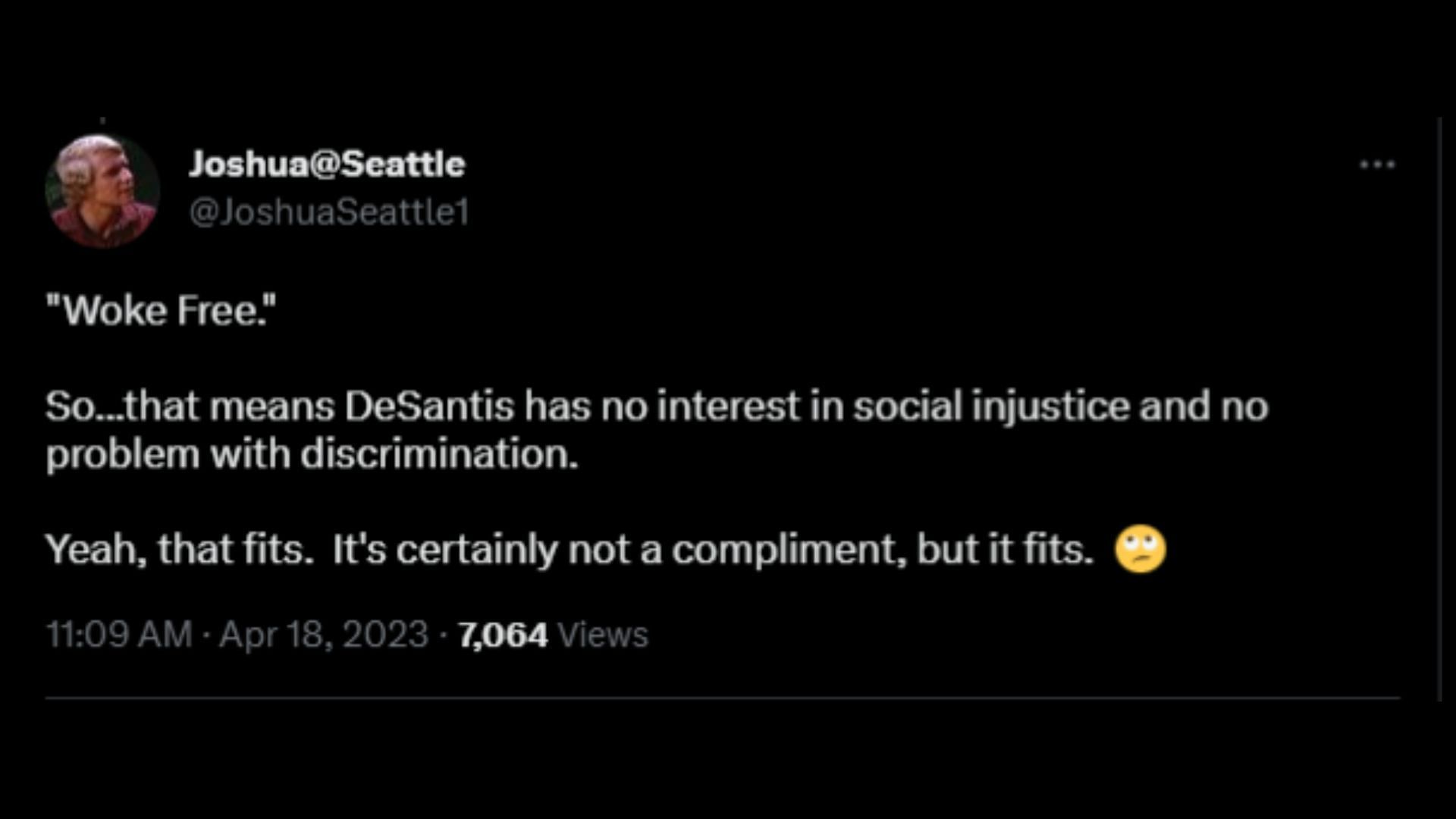 Screenshot of a Twitter user remarking on DeSantis&#039; Bud Light ad parody.