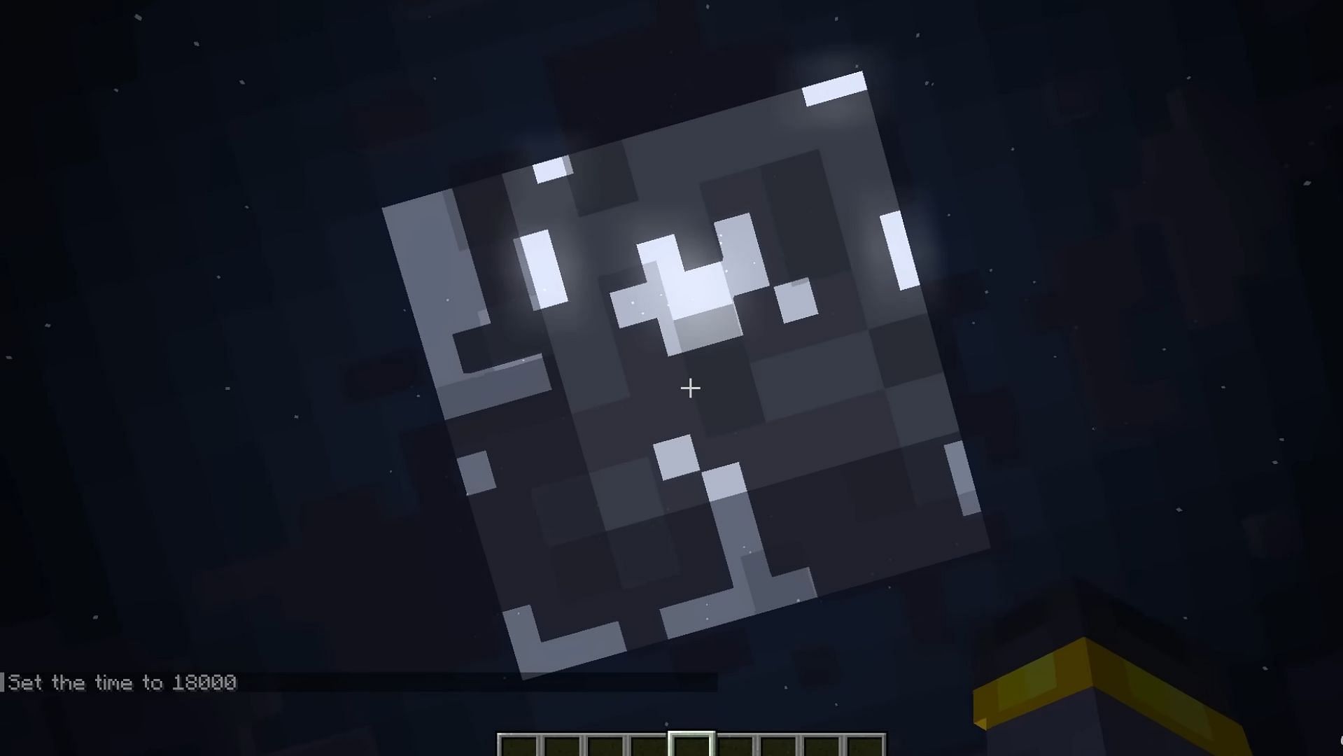 The moon can be enlarged and can even be visited by players in Minecraft (Image via Mojang)