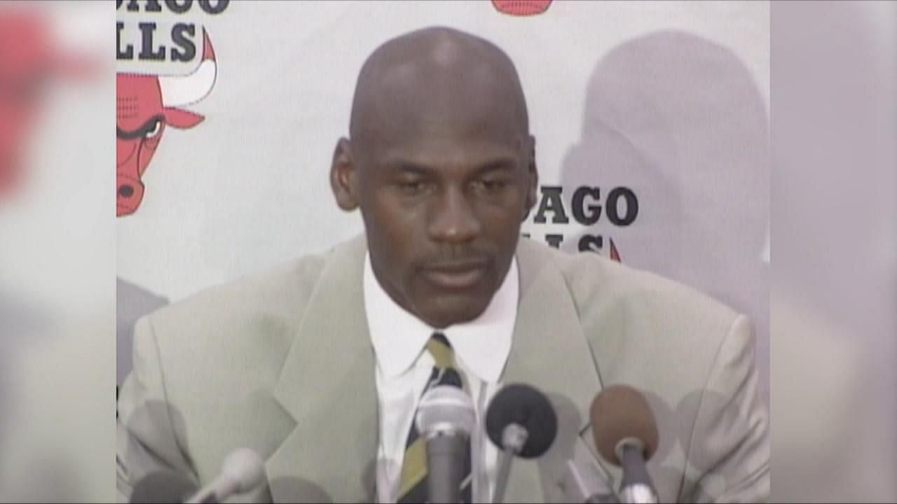 Chicago Bulls legend Michael Jordan announcing his first retirement on Oct. 6, 1993.