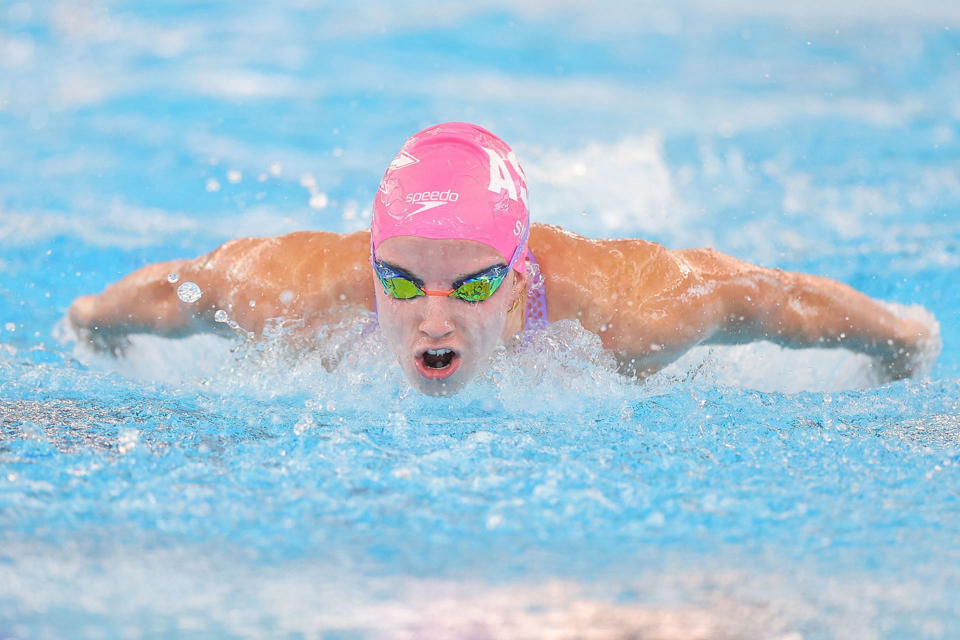 Regan Smith competes in the Women&#039;s 200 Meter Butterfly Final on Day 3 of the TYR Pro Swim Series Westmont at FMC Natatorium on April 14, 2023 in Westmont, Illinois.