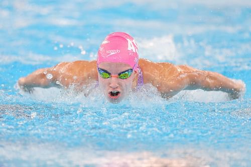 Regan Smith competes in the Women's 200 Meter Butterfly Final on Day 3 of the TYR Pro Swim Series Westmont at FMC Natatorium on April 14, 2023 in Westmont, Illinois.