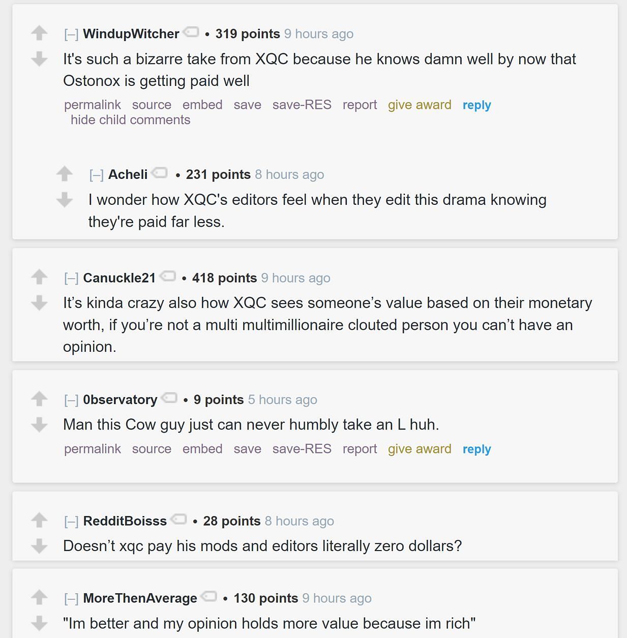 Reddit community reacting to the streamers&#039; drama (Image via r/LivestreamFail)