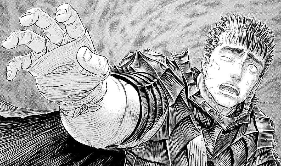 Guts in the Berserk manga (Image via Kentaro Miura)