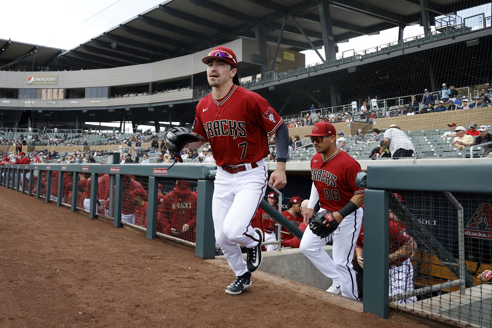 Corbin Carroll of the Arizona Diamondbacks takes the field.