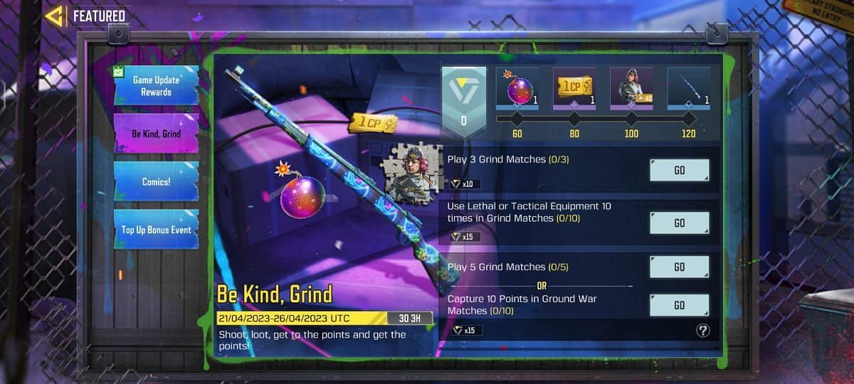 The Be Kind, Grind event in Call of Duty Mobile (Image via COD Mobile)