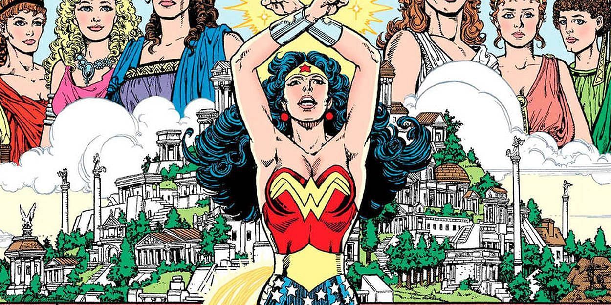 Wonder Woman in a swimsuit-like costume with metal bracelets and a tiara on her head (Image via DC Comics)