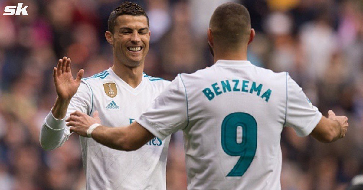 Benzema and Ronaldo celebrating for Real Madrid