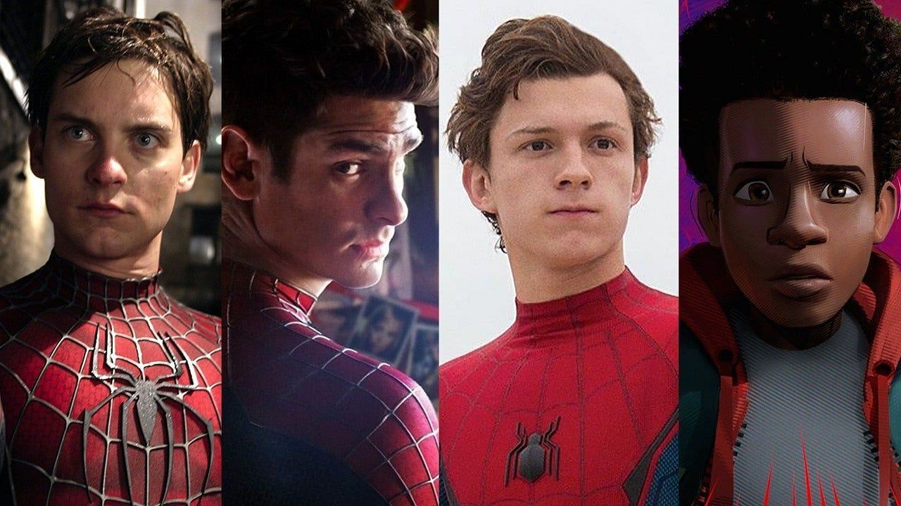 Tobey Maguire, Tom Holland and Andrew Garfield in Spider-Verse (Image via Sony)