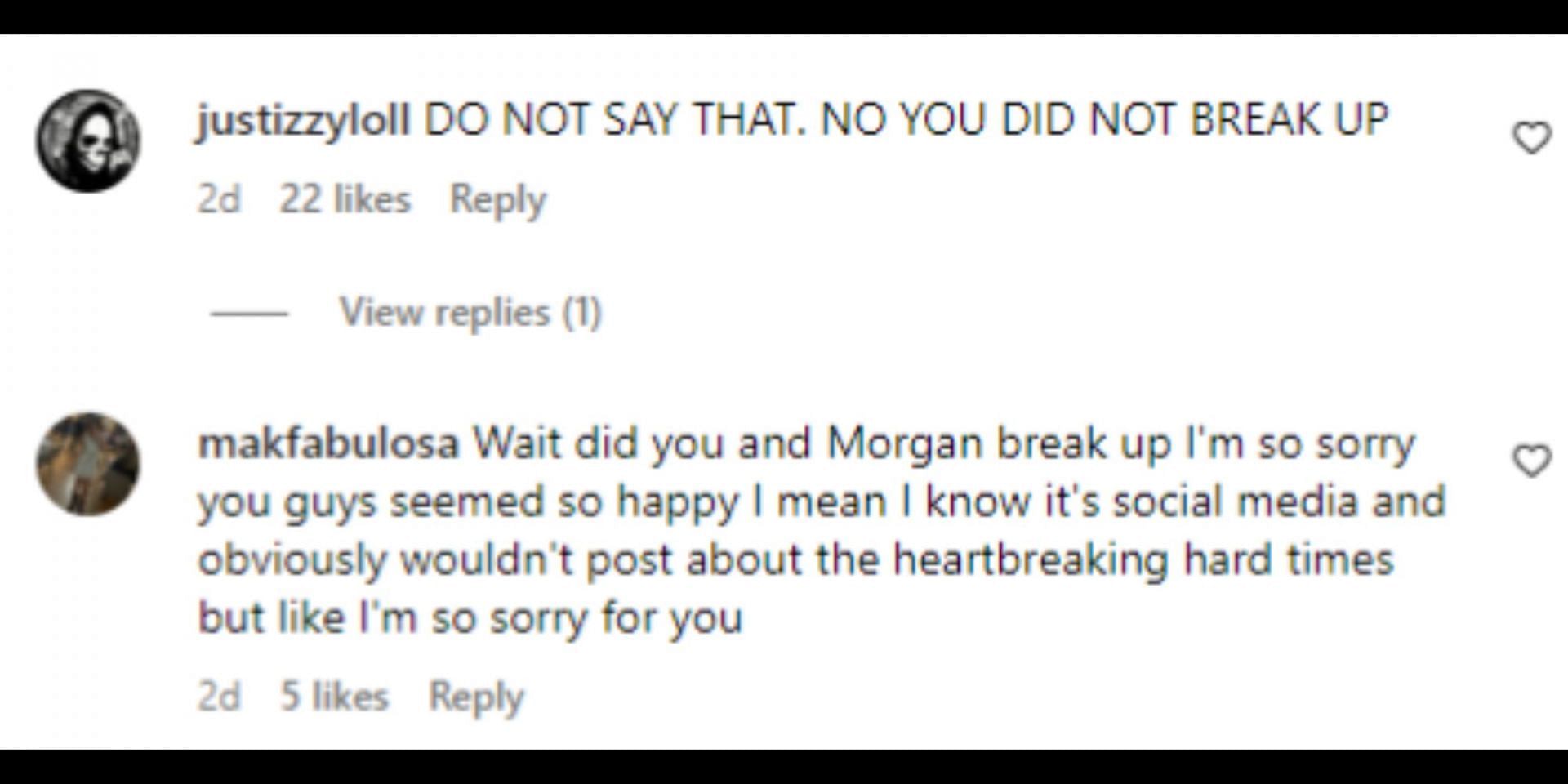 Fans react to Spencer and Morgan&#039;s breakup. (Image via Instagram/@spencer.barbosa)