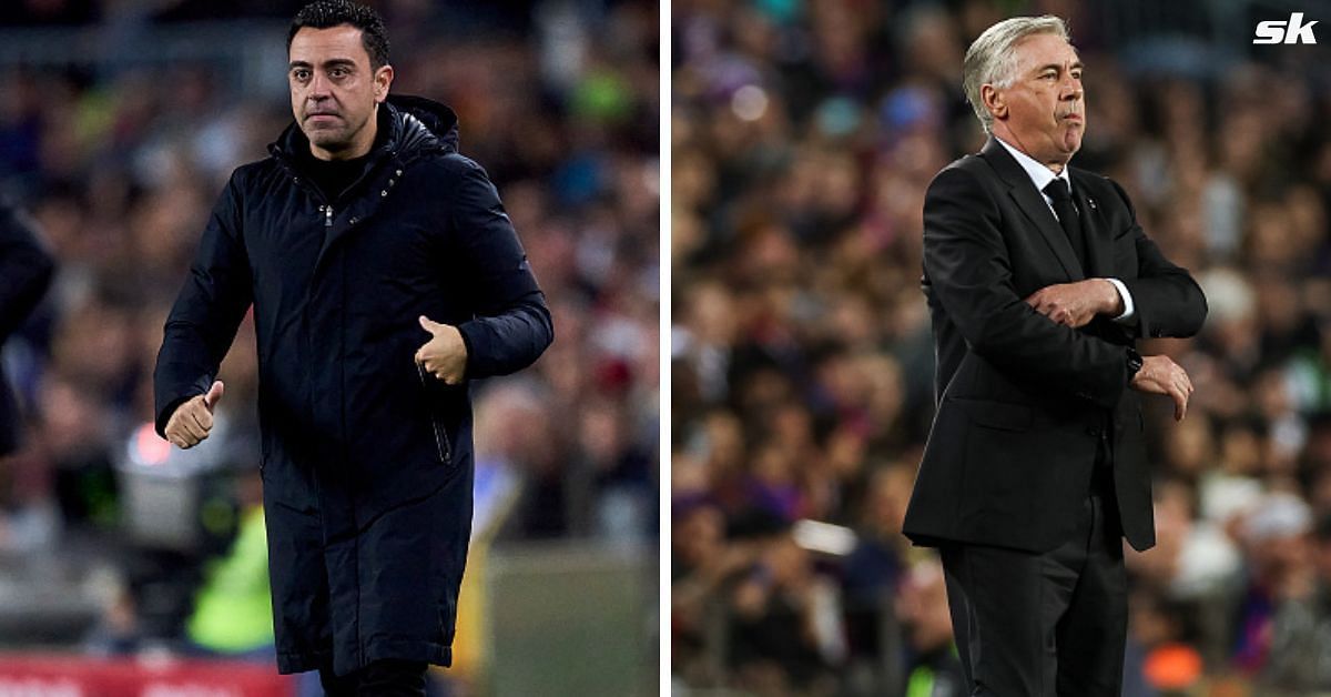 [L-to-R] Xavi Hernandez and Carlo Ancelotti.