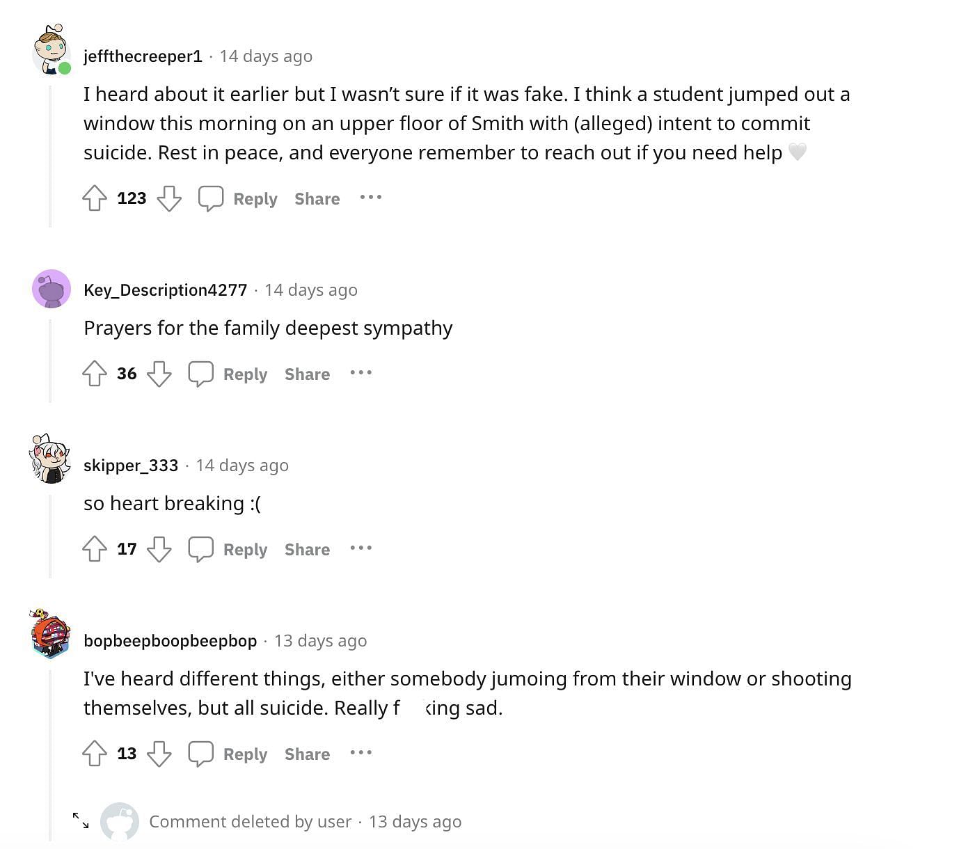 Social media users speculate that the student who passed away at UW Madison died due to suicide, and not accident. (Image via Reddit)