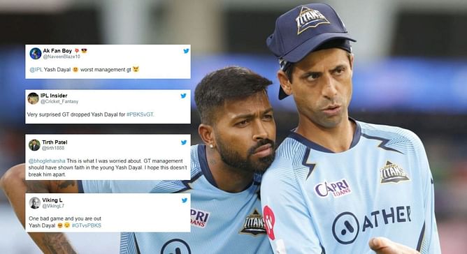 "Worst management" – Fans troll Gujarat Titans for dropping Yash Dayal from starting XI vs PBKS in IPL 2023