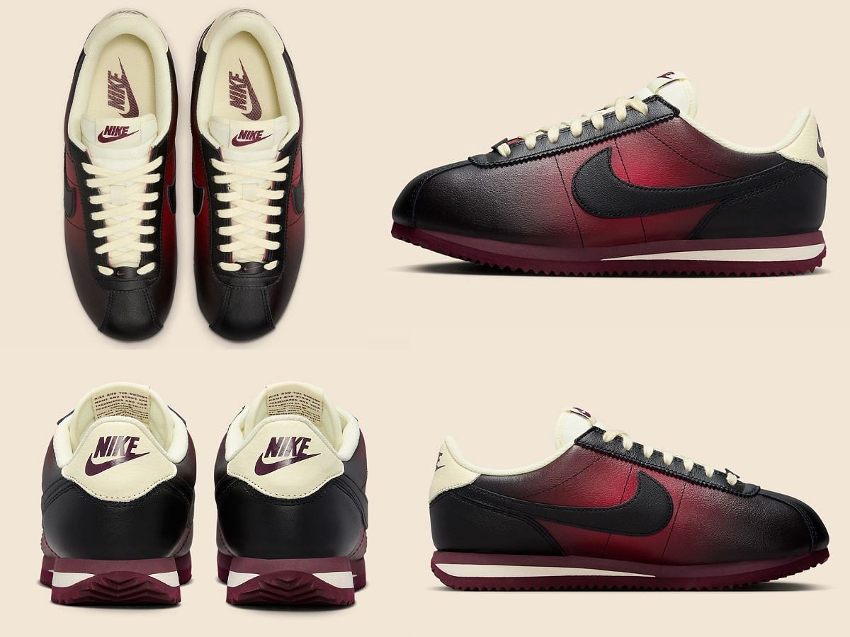 Here&#039;s a detailed look at the upcoming Burgundy Fade sneakers (Image via Sportskeeda)