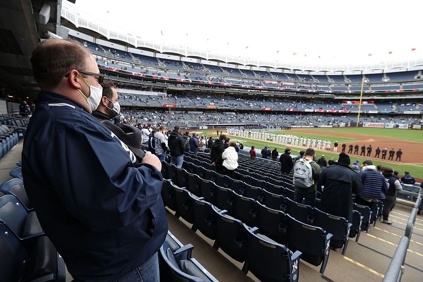 Fans Wearing Yankees Gear Fight Each Other in the Stands of the Yankee  Stadium 