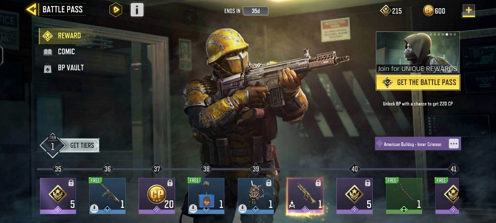 Call of Duty Mobile Season 4: Veiled Uprising Battle Pass rewards between Tier 31 to 40 (Image via Activision)