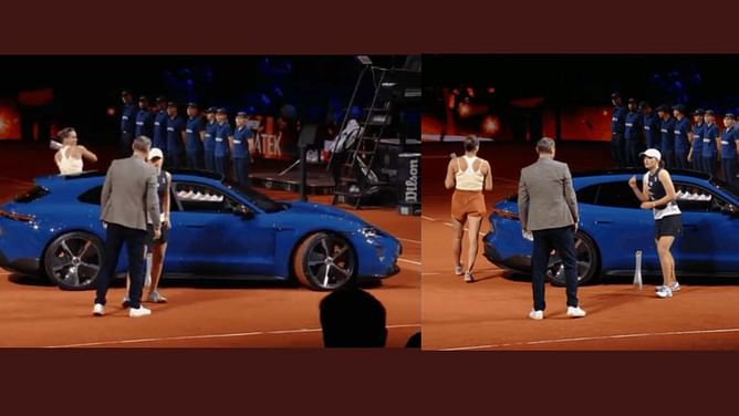Watch: Aryna Sabalenka jokingly tries to smash Iga Swiatek's Porsche after Stuttgart Open final defeat