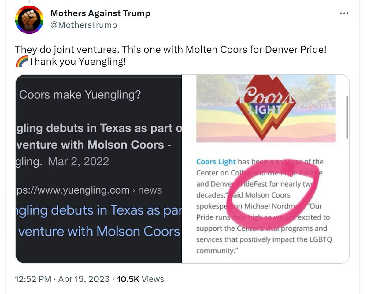 A comment promoting the brand (Image via Twitter /@MothersTrump)