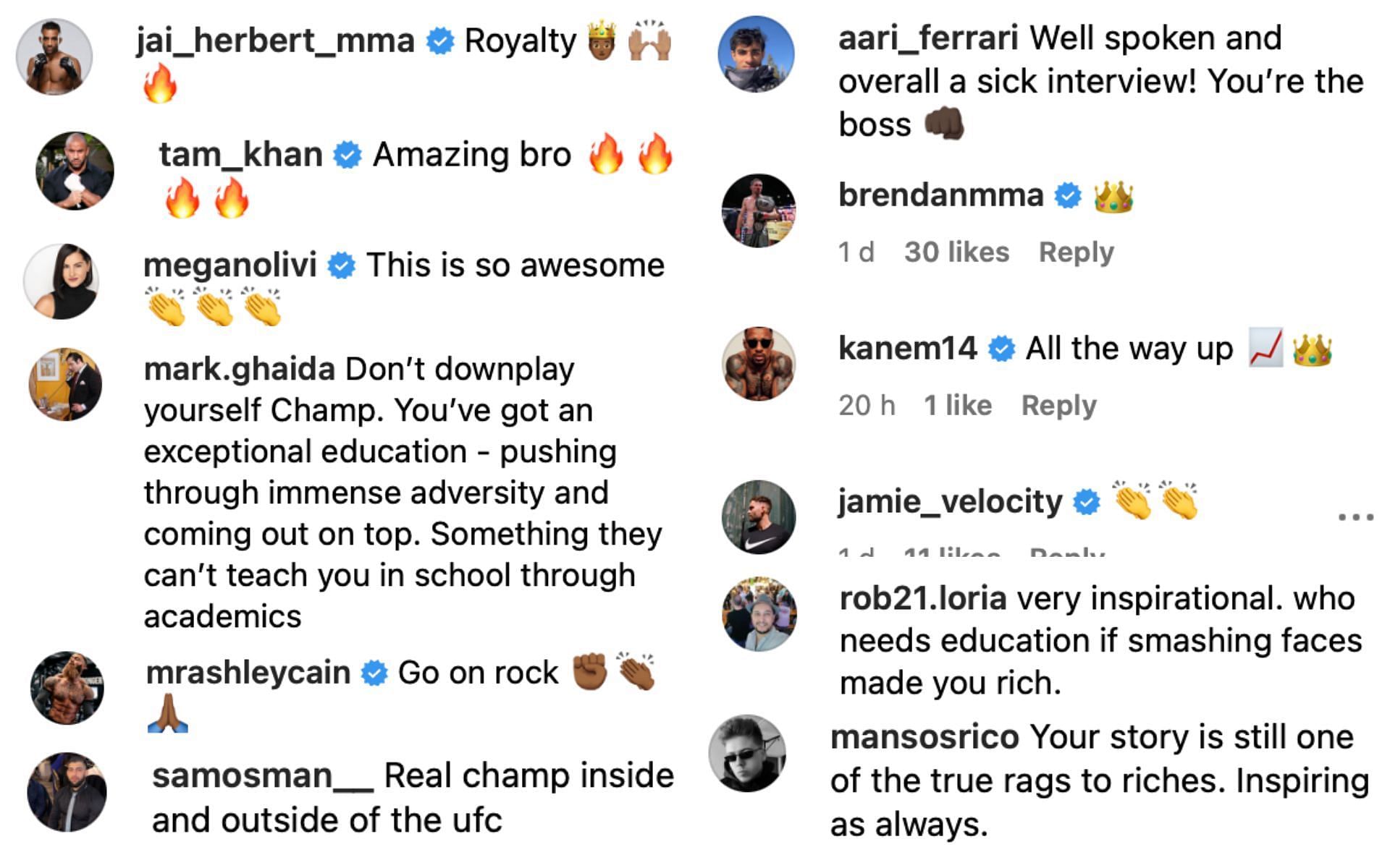 Comments on Leon Edwards&#039; inspiring post. [via Instagram @leonedwardsmma]