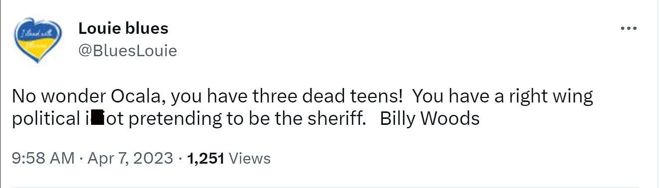 A comment criticizing the sheriff (Image via Twitter /@BluesLouie)