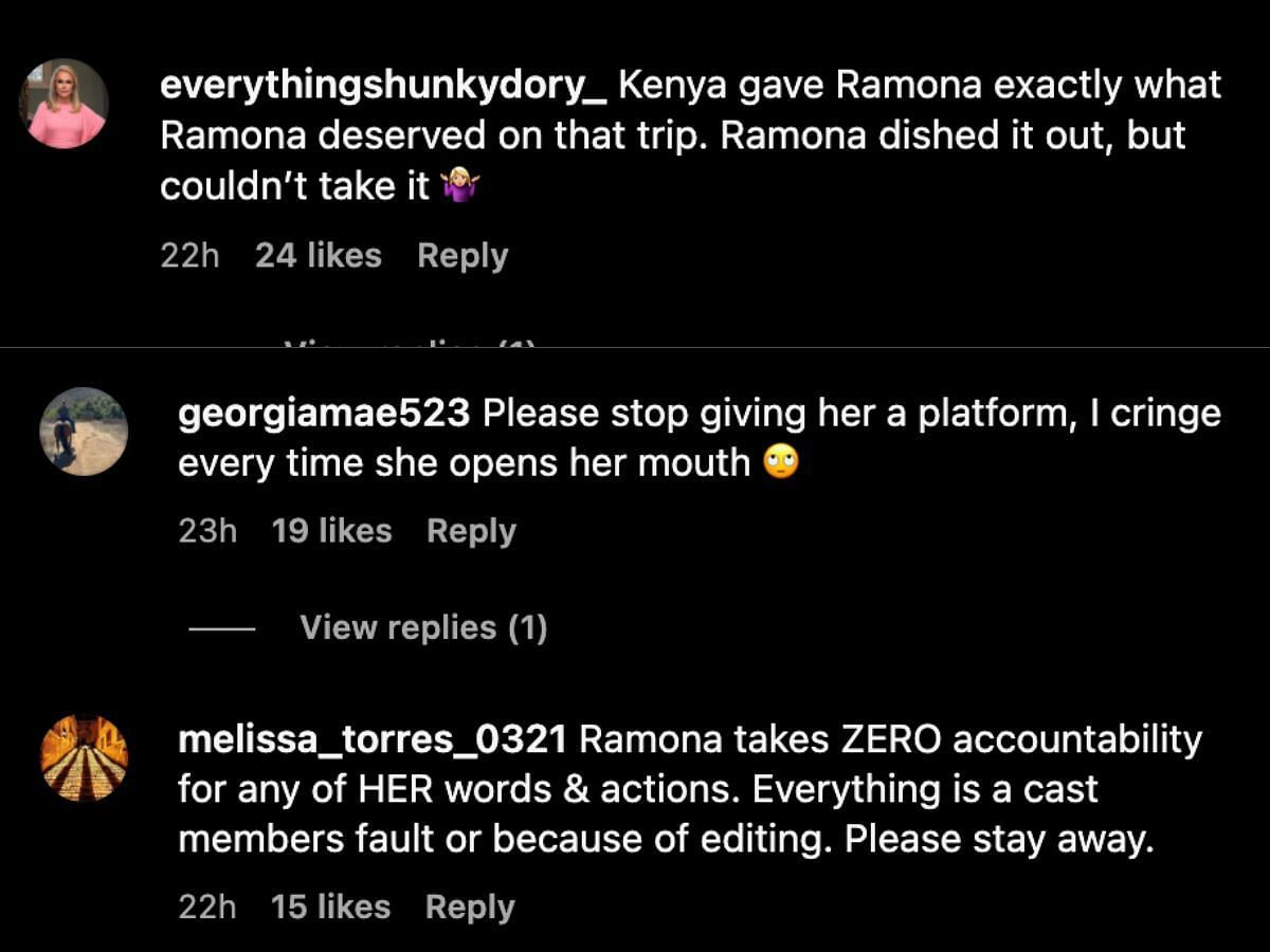 Fans react to RHUGT former cast member Ramona calling Kenya Moore &quot;mean&quot; (Image via Instagram/@two.ts.inapod)