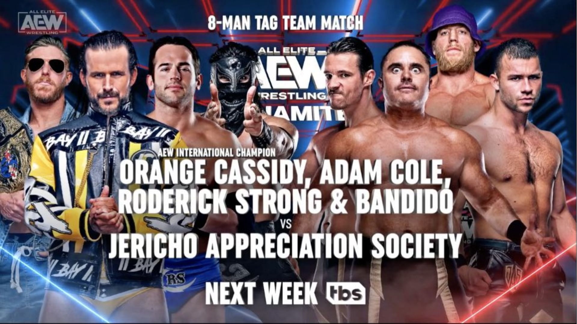 A screenshot of the announced AEW Dynamite match.