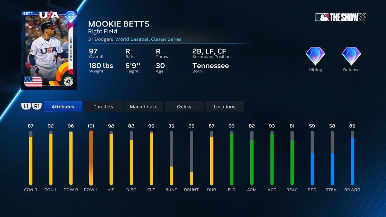 Mookie Betts&rsquo; maxed out 99 card in-game (Image via San Diego Studio)