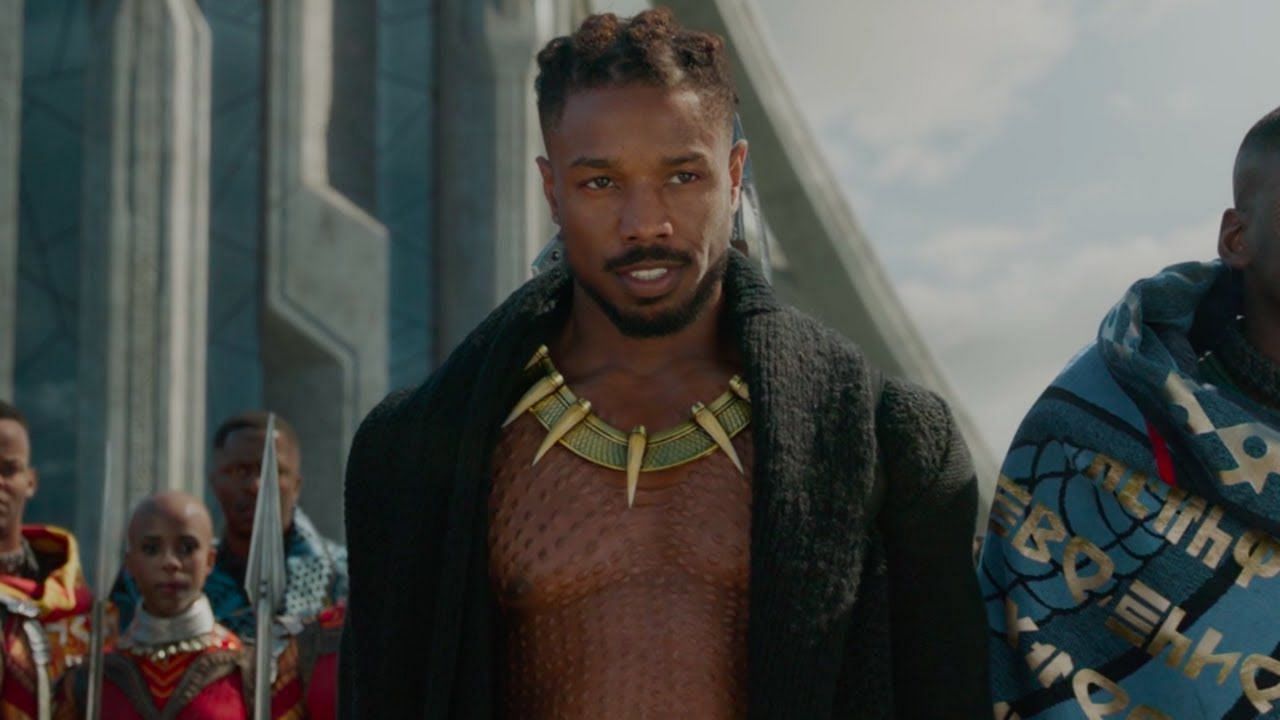 Michael B. Jordan as Erik Killmonger, looking intense with his eyes fixed on his goal, conveying his determination to achieve justice for his people (Image via Marvel Studios)