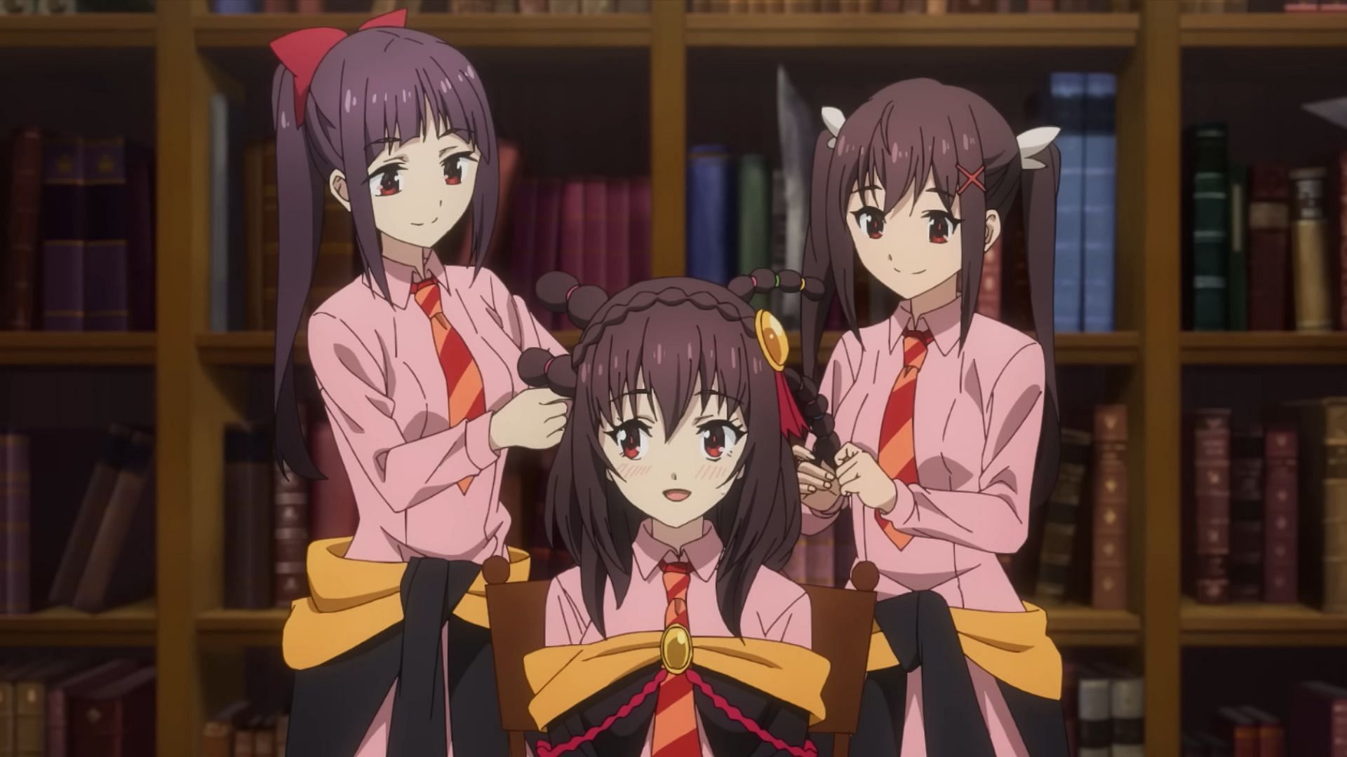 Funifura, Yunyun, and Dodonka as seen in the anime (Image via Studio Deen)