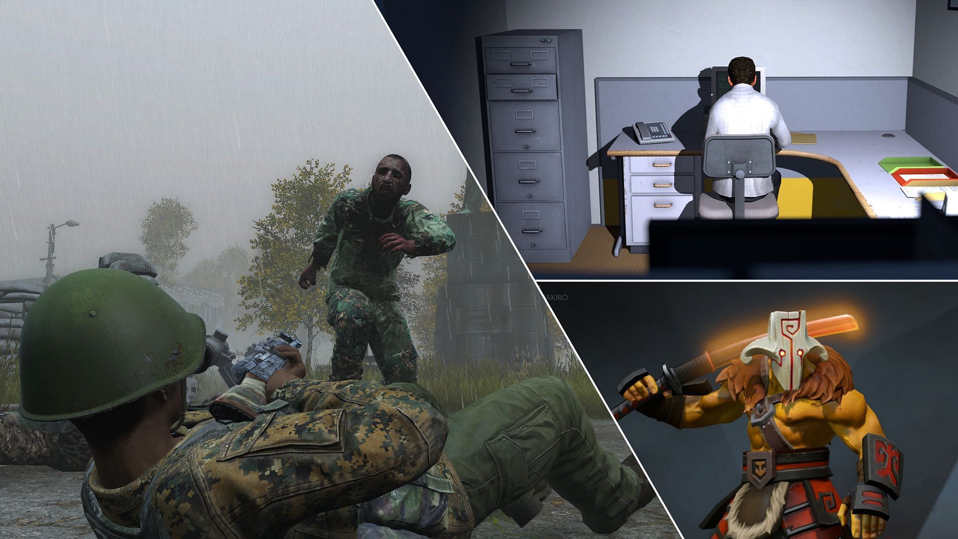 Collage of DayZ, Dota 2 and The Stanley Parable