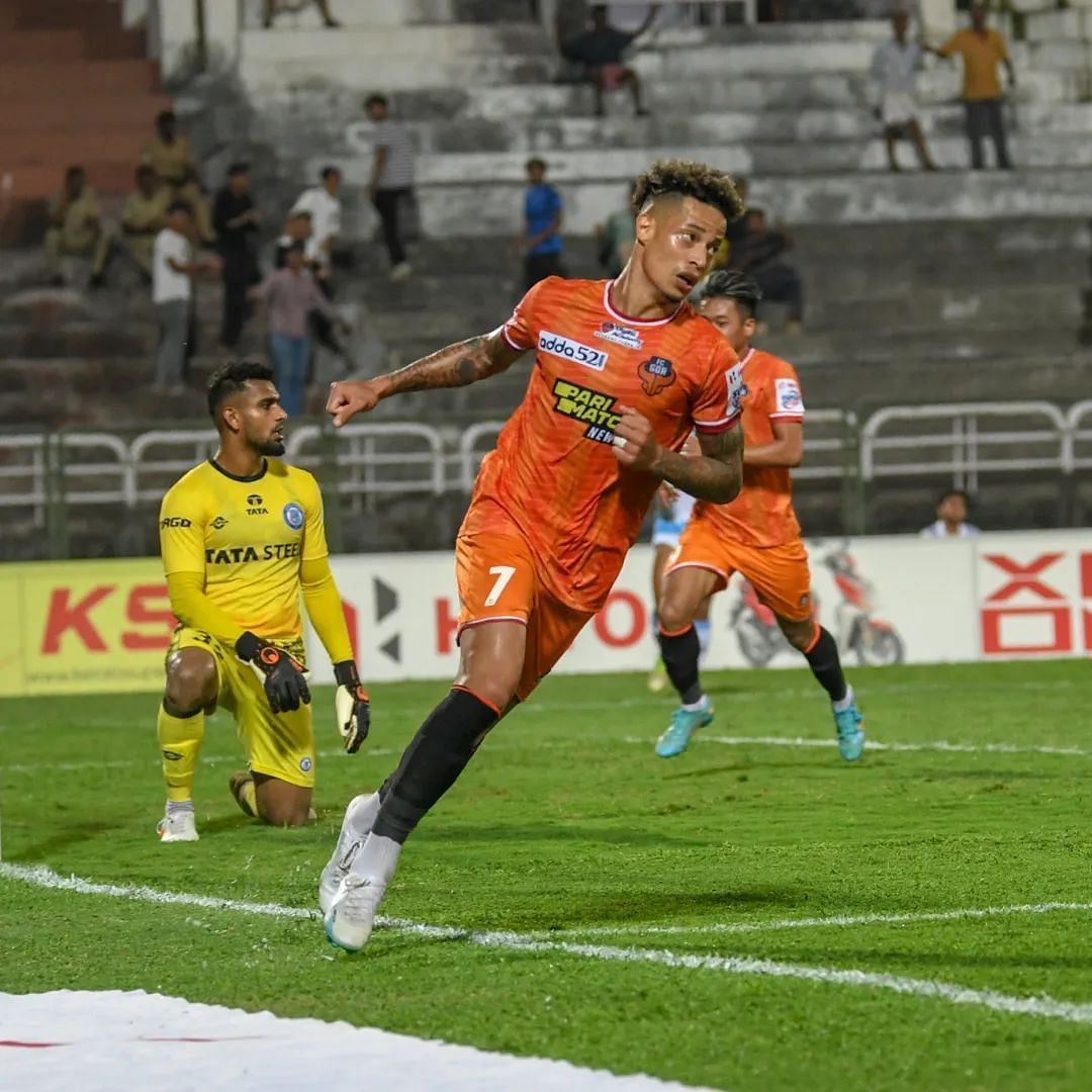 FC Goa&#039;s Noah Sadaoui scored the opening goal in the game against Jamshedpur FC. (Image courtesy: AIFF Media)