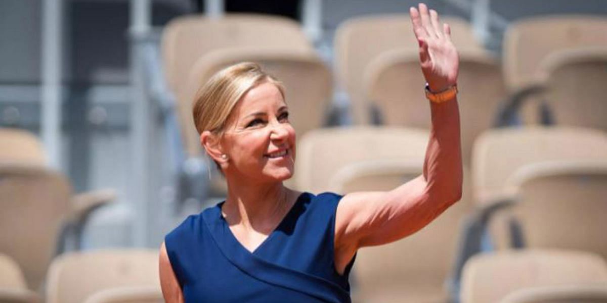 Chris Evert pictured at a tennis tournament.