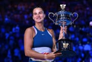 Aryna Sabalenka poses with the 2023 Australian Open title.