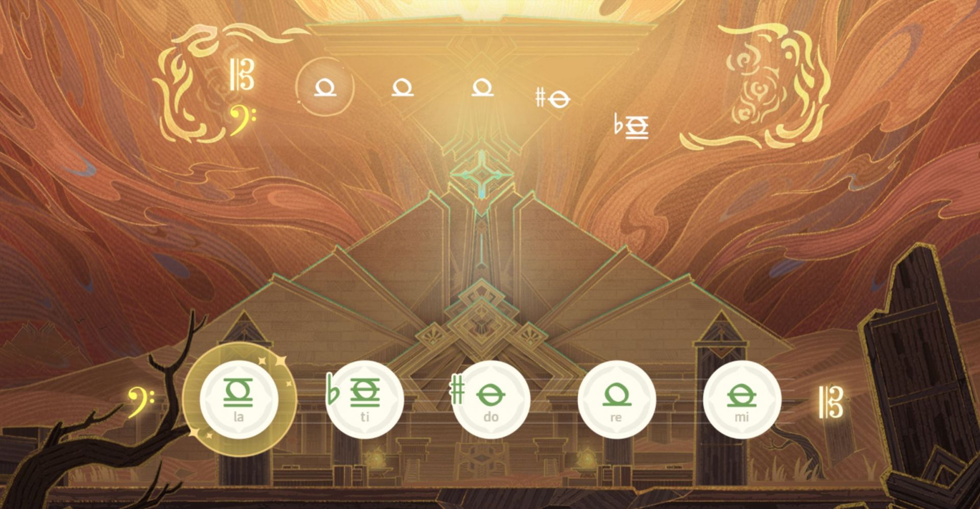 An example of a score that a player has to follow along to (Image via HoYoverse)