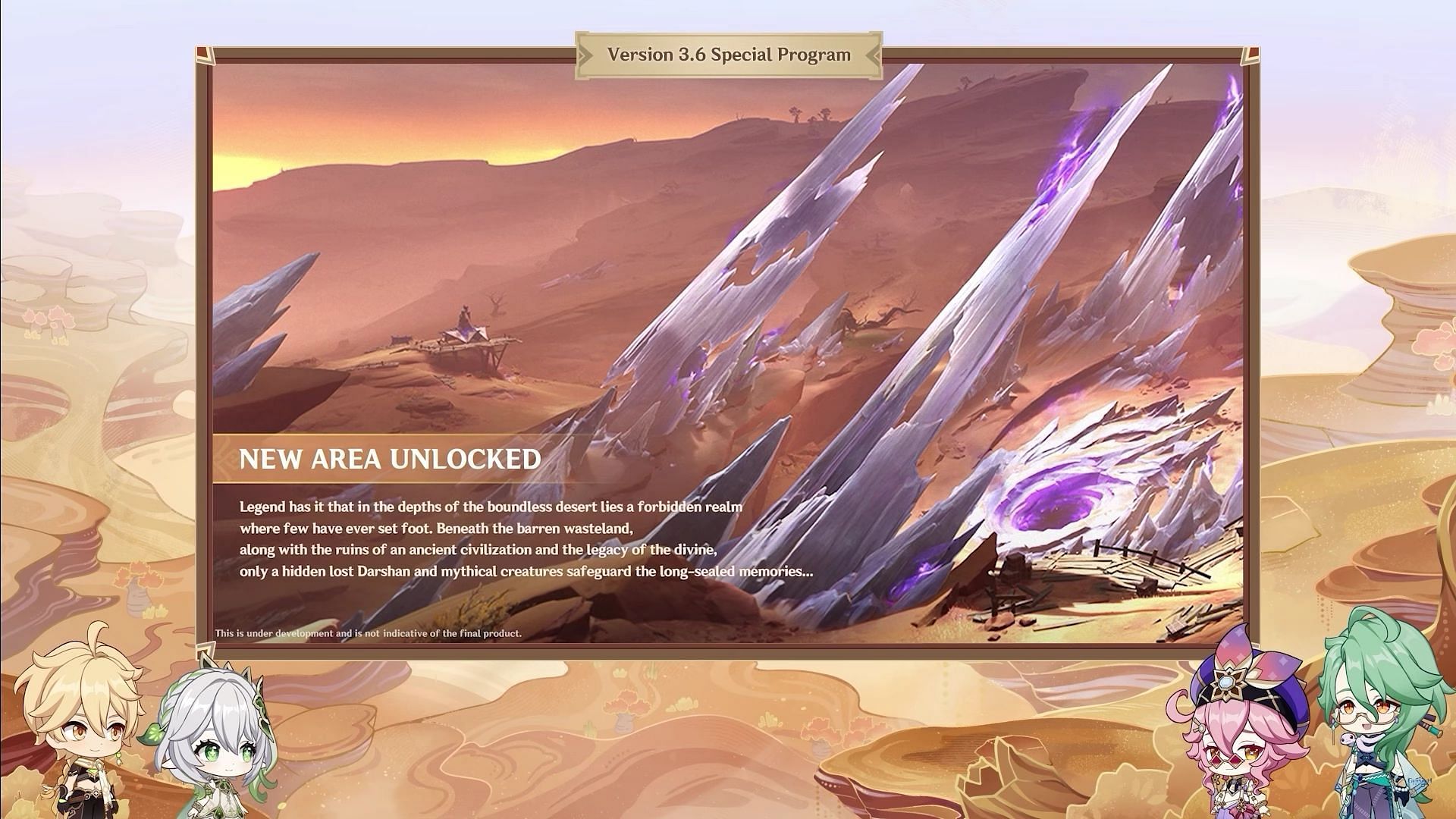 A new desert area will be unlocked in version 3.6 (Image via HoYoverse)