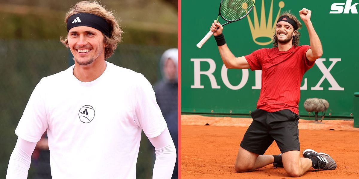 Alexander Zverev (L) and Stefanos Tsitsipas (R)