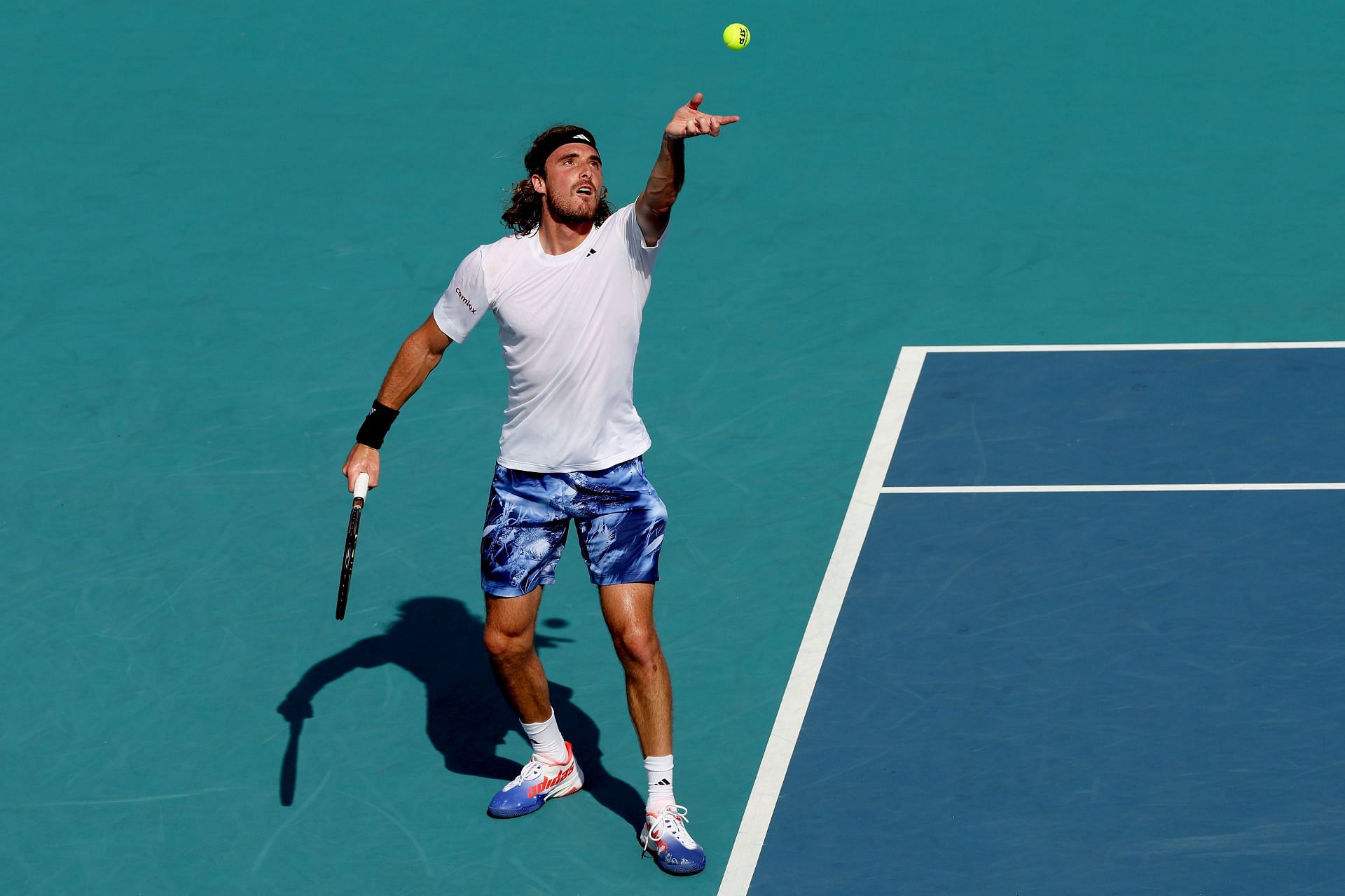 Stefanos Tsitsipas in action at the Miami Open