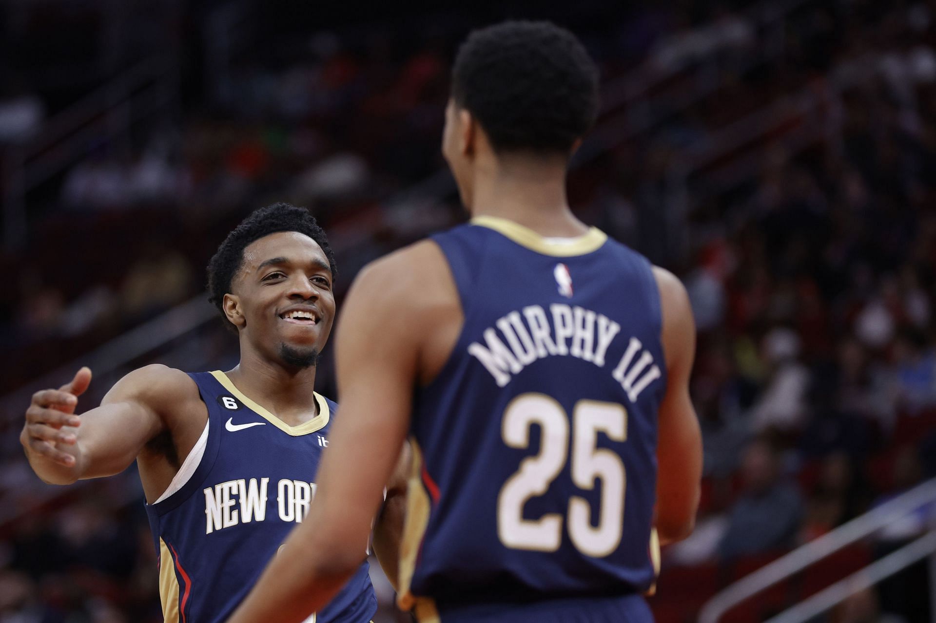 New Orleans Pelicans second-year forwards Herbert Jones and Trey Murphy III